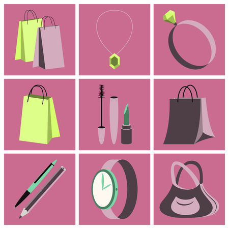 Assembly flat icons Accessoriesのイラスト素材