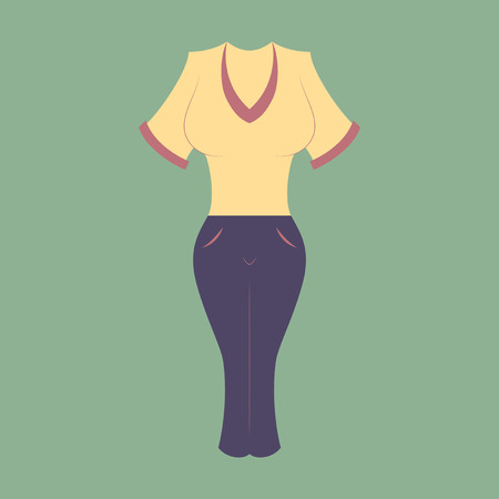 Icon in flat design fashion clothes Women pants and shirtのイラスト素材