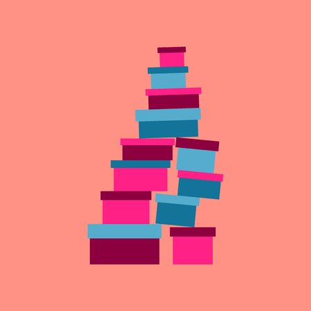 Icon in flat design Mountain of boxesのイラスト素材