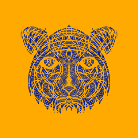Icon in a flat style Abstract tigerのイラスト素材