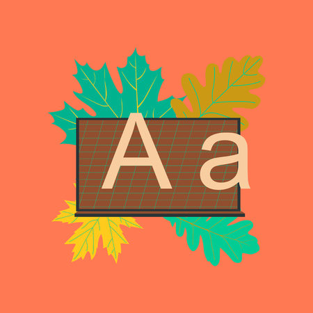 flat icon on stylish backdrop learning blackboard leavesのイラスト素材