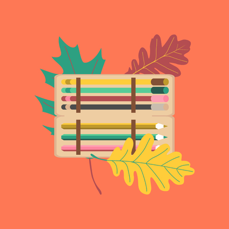 flat icon on stylish background pencil box pencil penのイラスト素材