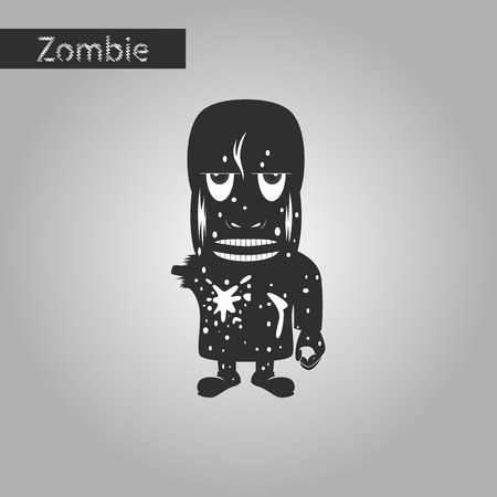 black and white style icon of halloween monsterのイラスト素材