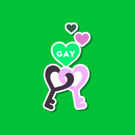 paper sticker on stylish background of gays keys loveのイラスト素材