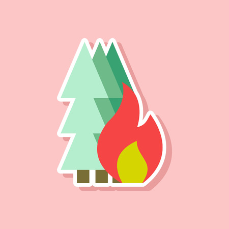 paper sticker on stylish background of forest fireのイラスト素材