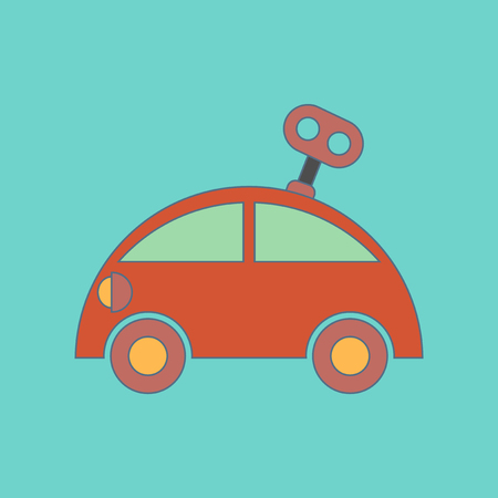 flat icon on stylish background Kids toy car with keyのイラスト素材