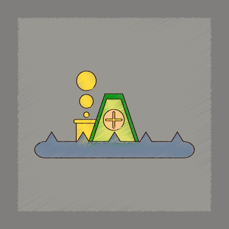 Flat shading style icon flood houseのイラスト素材