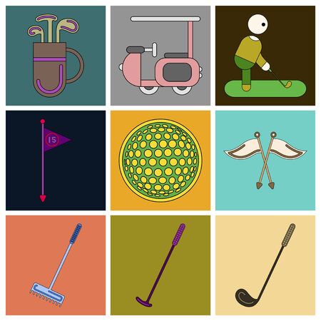 Set of Icons in flat design Golf equipmentsのイラスト素材