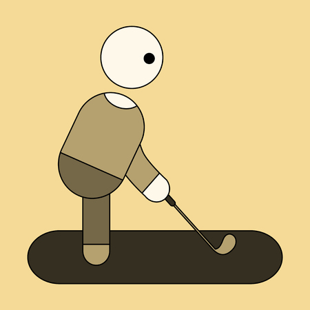 Icon in flat design Stick figure golfのイラスト素材