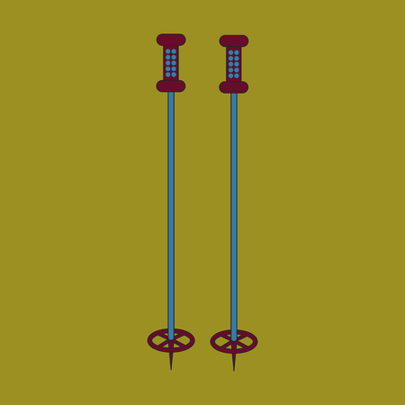 Icon in flat design Ski polesのイラスト素材