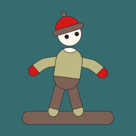Icon in flat design snowboarderのイラスト素材