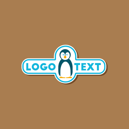 Paper sticker on stylish background penguin logoのイラスト素材