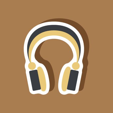 paper sticker Technology gadget headphonesのイラスト素材