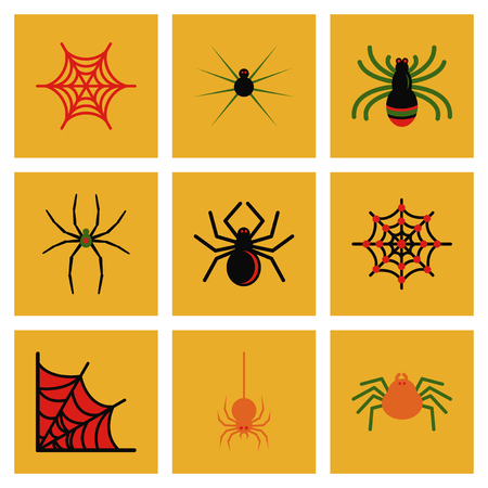 assembly flat icons halloween spider webのイラスト素材