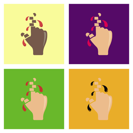 assembly flat icons cut fingersのイラスト素材