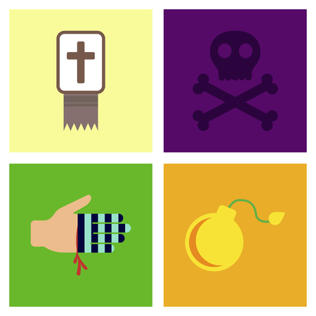 assembly flat icons Halloween symbolsのイラスト素材