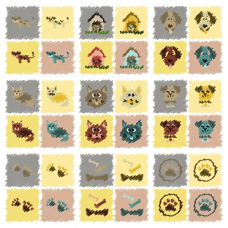 assembly flat shading style icons dog cats petsのイラスト素材
