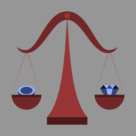 flat icon on stylish background Coin and diamond scalesのイラスト素材