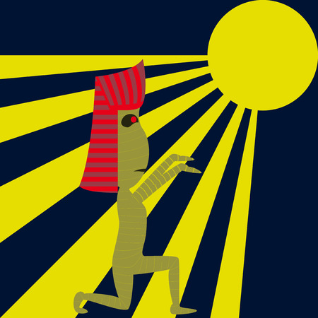 flat illustration on background of mummy halloween monsterのイラスト素材