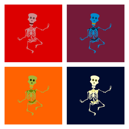 assembly flat illustration skeleton Halloween monsterのイラスト素材