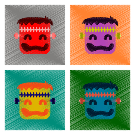 assembly flat shading style icon halloween monsterのイラスト素材