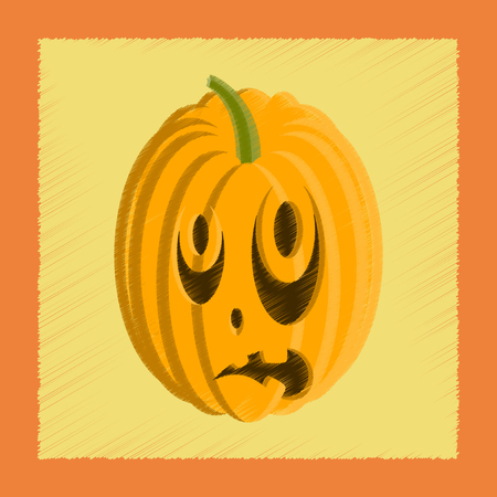 flat shading style icon of Halloween pumpkin emotionsのイラスト素材