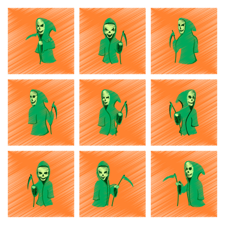 assembly flat shading style icon of halloween death scytheのイラスト素材