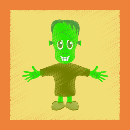 flat shading style icon of zombie menのイラスト素材