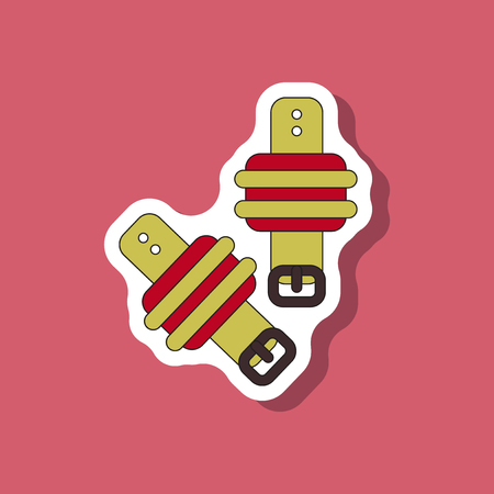 Paper sticker on stylish background Athletic weights on legsのイラスト素材