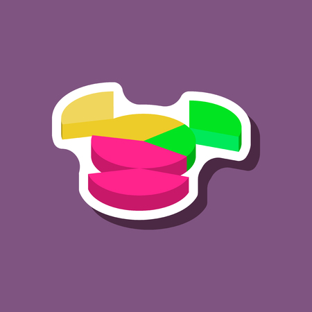 paper sticker on stylish background Pie chartのイラスト素材