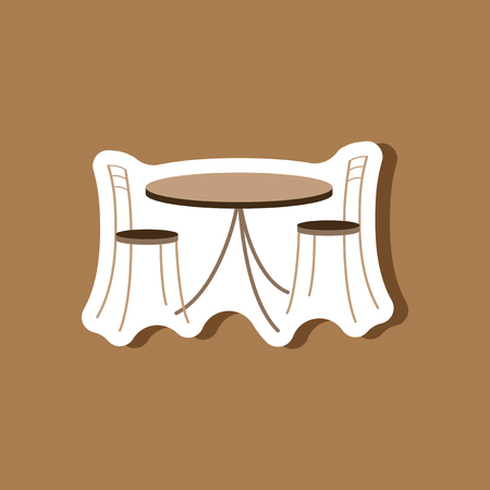 paper sticker on stylish background table and chairsのイラスト素材
