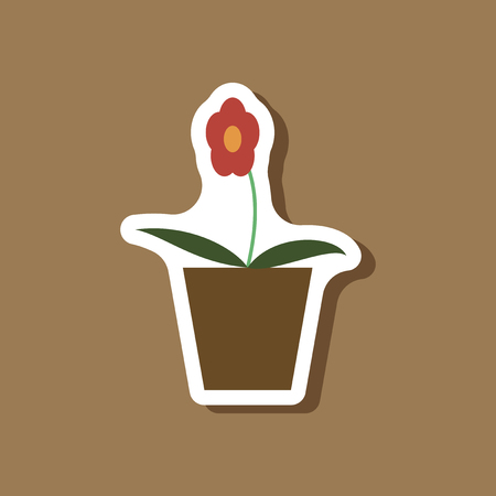 paper sticker on stylish background flower in a potのイラスト素材