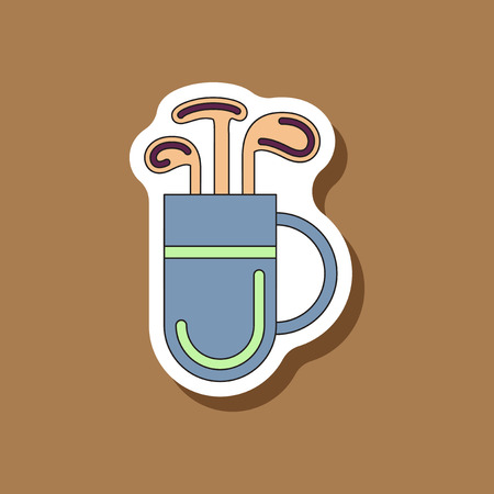 paper sticker on stylish background Bag with clubsのイラスト素材
