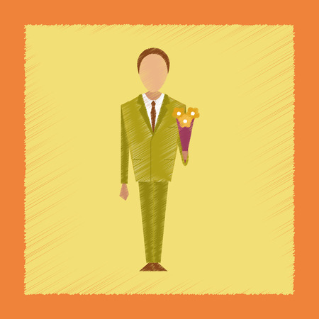 flat shading style icon schoolboy flowersのイラスト素材