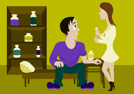vector illustration Nurse Injects a patientのイラスト素材