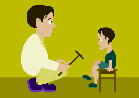 Vector illustration in flat design Doctor neurologist checks reflexesのイラスト素材