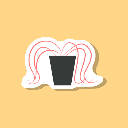 paper sticker on stylish background plant in a potのイラスト素材