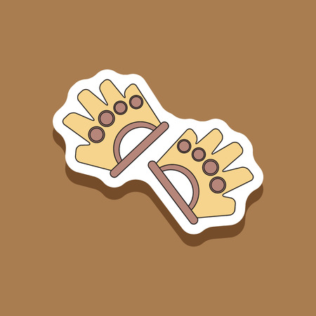 paper sticker on stylish background Gloves for the gymのイラスト素材