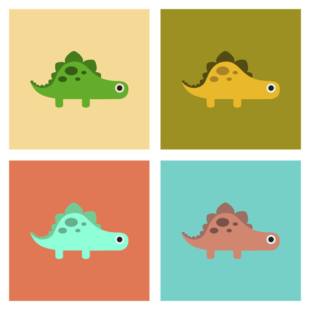 A set assembly flat icons cartoon dinosaur.のイラスト素材