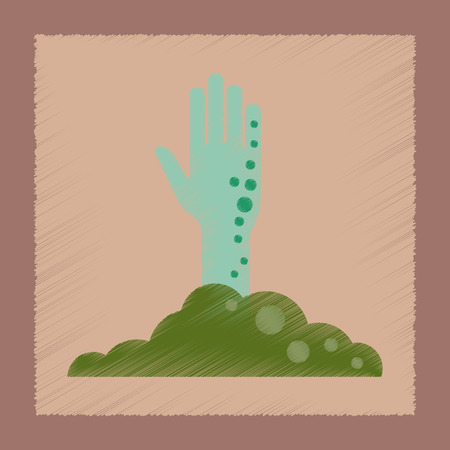 flat shading style icons halloween zombie handのイラスト素材