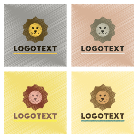 assembly flat shading style icons lion logoのイラスト素材