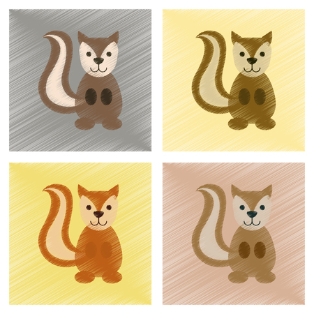 assembly flat shading style icons cartoon squirrelのイラスト素材