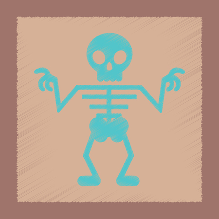 flat shading style icon halloween skeletonのイラスト素材