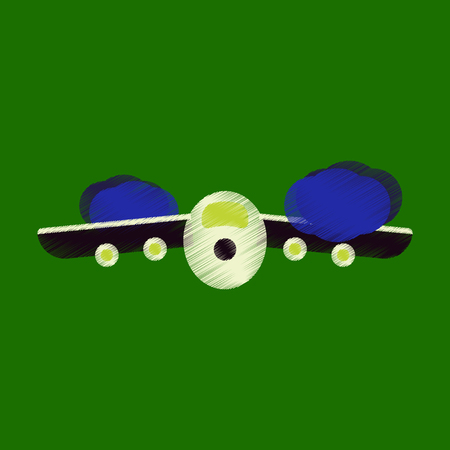 Flat Icon in Shading Style Plane flying cloudsのイラスト素材