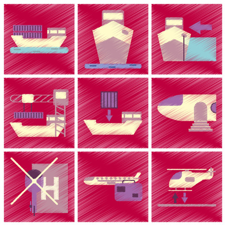 Set of Flat Icons in Shading Style logisticsのイラスト素材