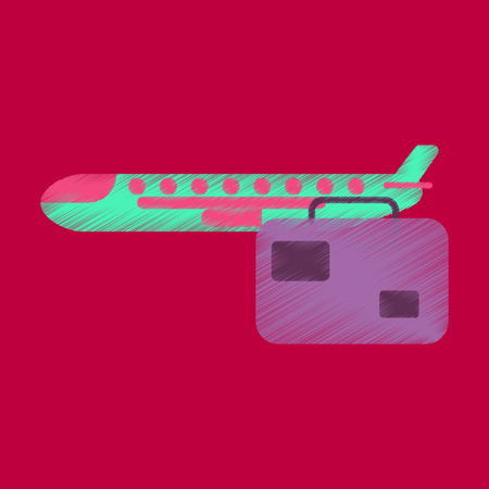 Flat Icon in Shading Style aircraft luggage . Airplane and suitcaseのイラスト素材