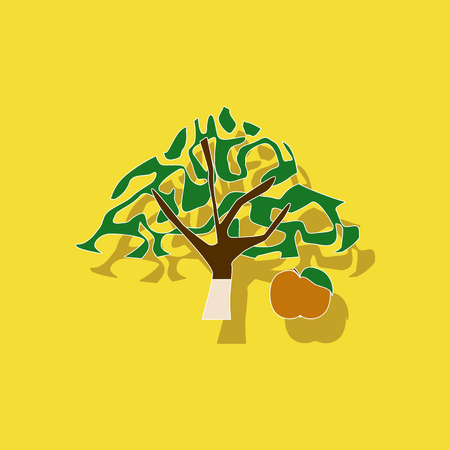 paper sticker on stylish background plant Malusのイラスト素材