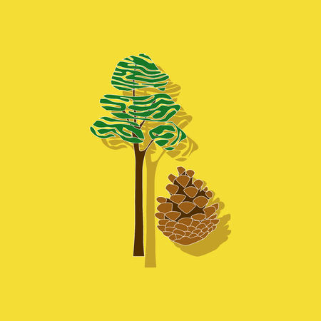 paper sticker on stylish background plant Pinusのイラスト素材