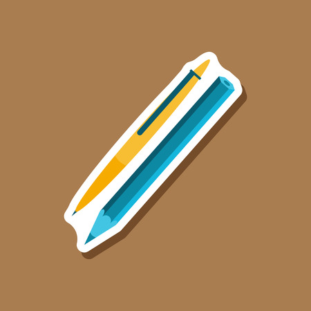 paper sticker Pen and pencilのイラスト素材