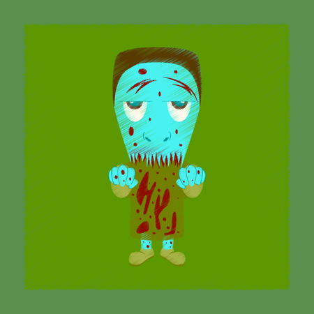 flat shading style icon zombie menのイラスト素材